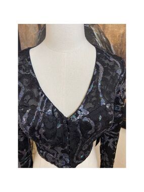 NWT Women's H:ours Blouse, Size M, Black Navy,and Silver
